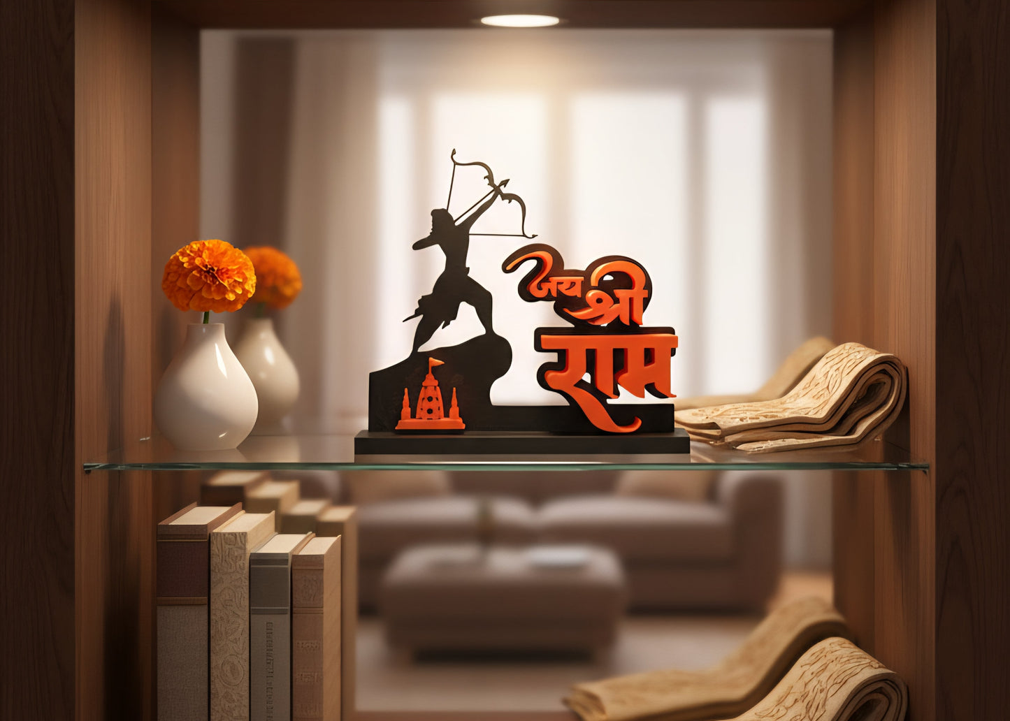 3D Printed “Jai Shri Ram” Devotional Name Sculpture – Home & Office Decor