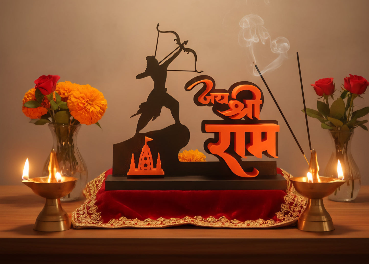 3D Printed “Jai Shri Ram” Devotional Name Sculpture – Home & Office Decor
